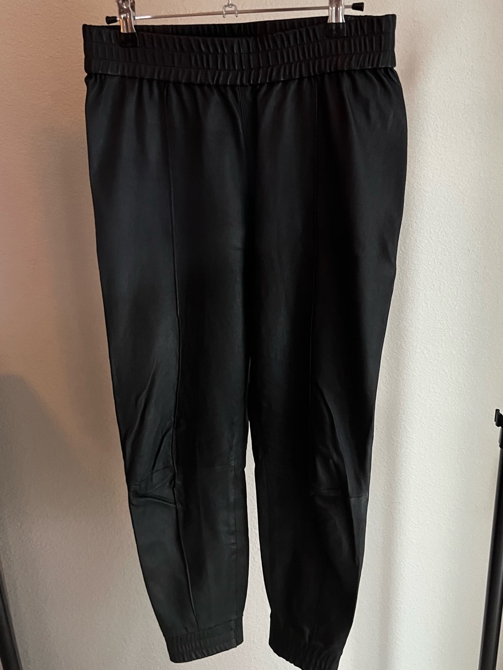 Black Leather Jogger Pants
